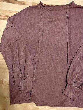 Medium - Like Love exposed-seam knit top, brown.